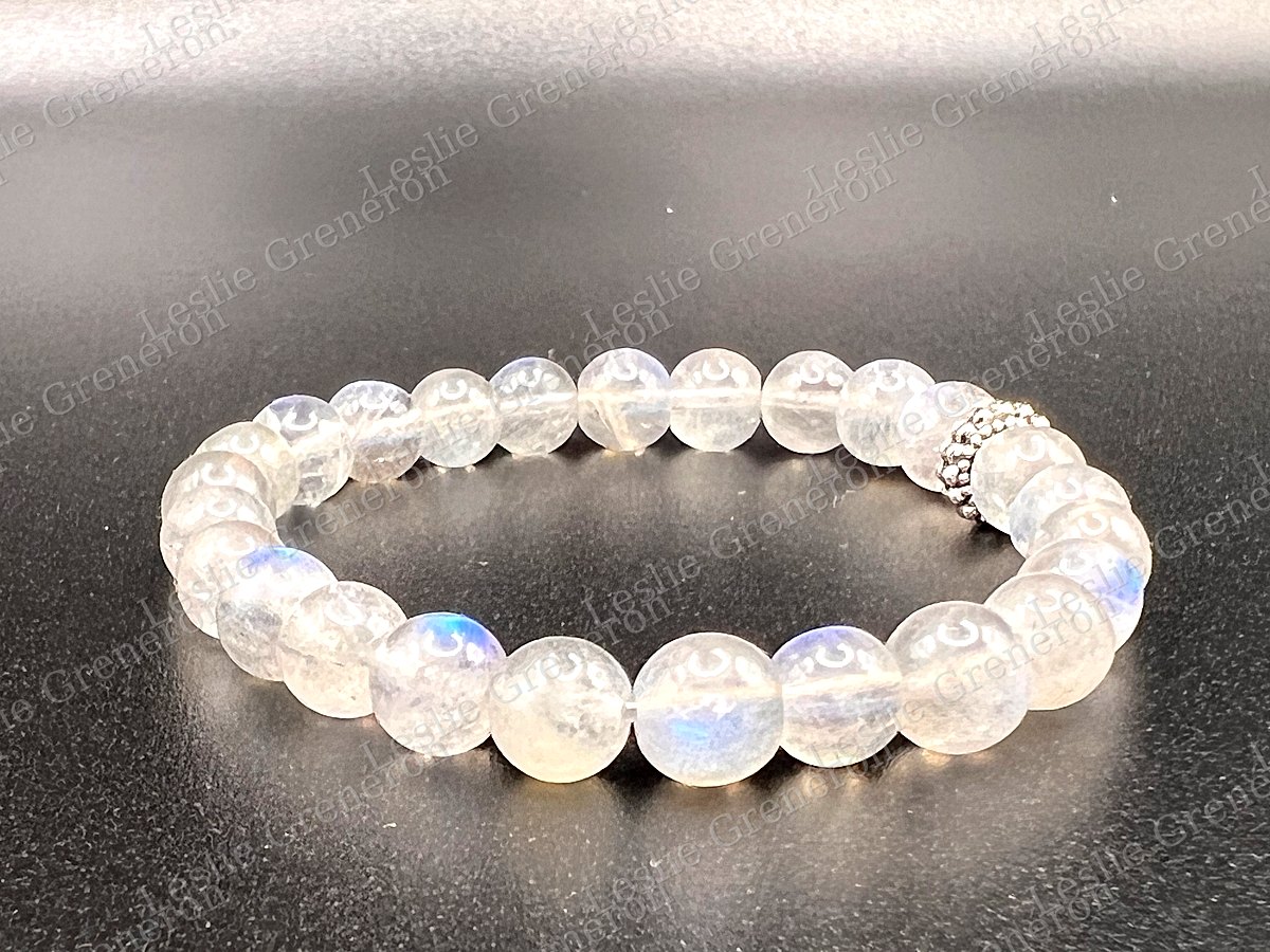Bracelet Petit Veilleur en pierres naturelles — Labradorite, Perle argentée